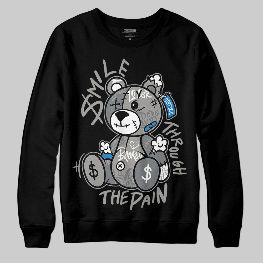 Jordan 9 Cool Grey DopeSkill Sweatshirt Smile Through The Pain Graphic Streetwear - Black