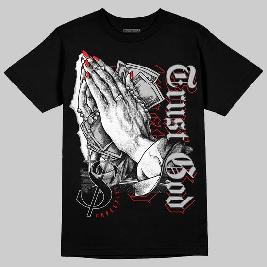 Jordan Spizike Low Bred DopeSkill T-Shirt Trust God Graphic Streetwear - Black