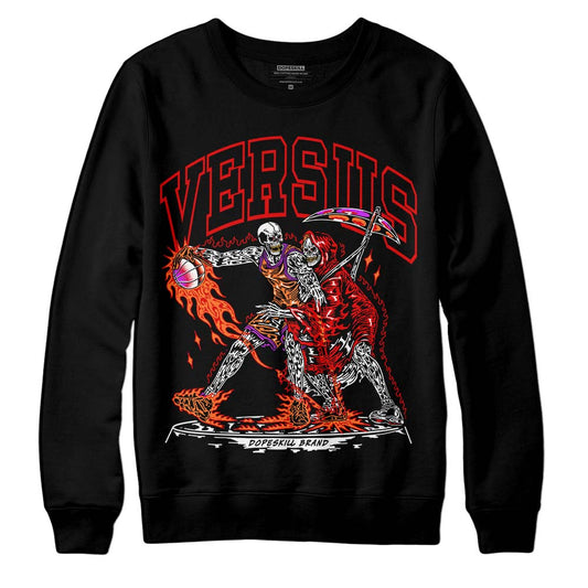 Jordan 4 Retro Red Cement DopeSkill Sweatshirt VERSUS Graphic Streetwear - Black