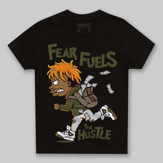 Olive Sneakers DopeSkill Toddler Kids T-shirt Fear Fuels The Hustle Graphic Streetwear - black