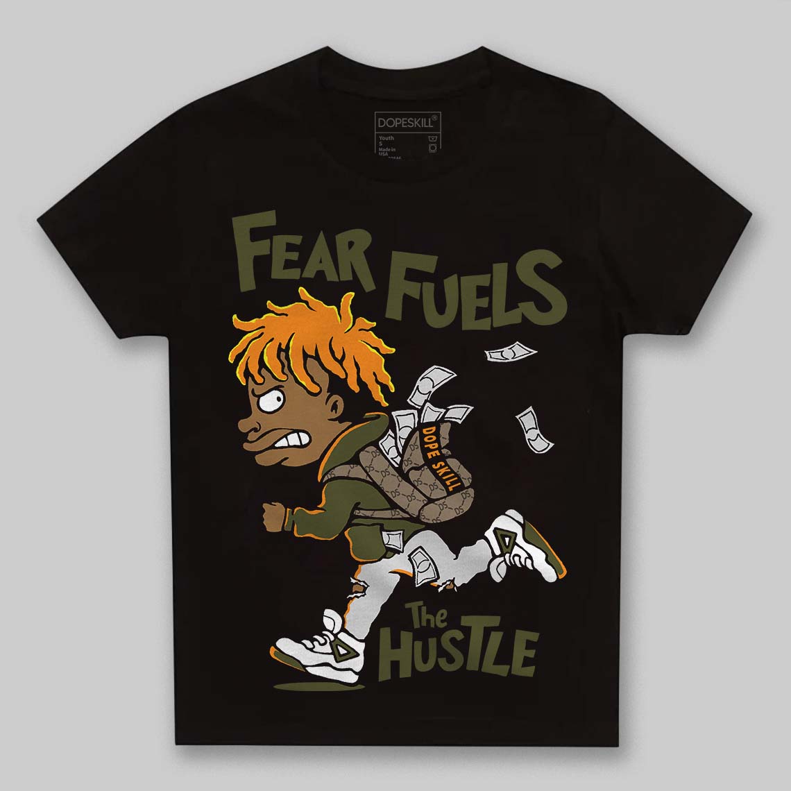 Olive Sneakers DopeSkill Toddler Kids T-shirt Fear Fuels The Hustle Graphic Streetwear - black