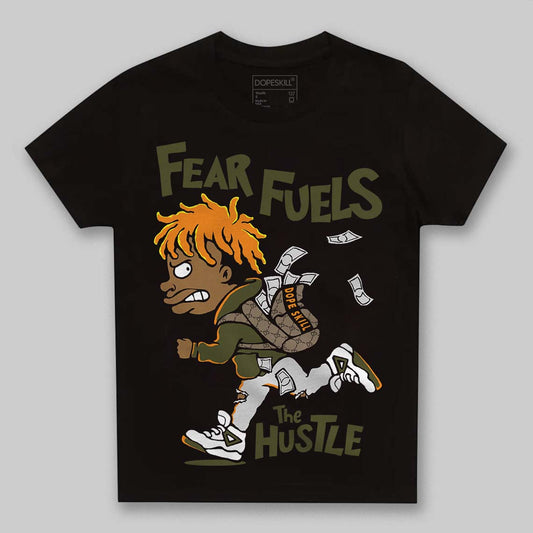 Olive Sneakers DopeSkill Toddler Kids T-shirt Fear Fuels The Hustle Graphic Streetwear - black