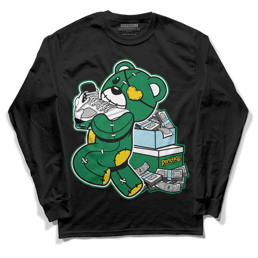 Jordan 5 “Lucky Green” DopeSkill Long Sleeve T-Shirt Bear Steals Sneaker Streetwear - Black