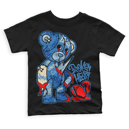 Jordan 6 Acid Wash Denim DopeSkill Toddler Kids T-shirt Broken Heart Graphic Streetwear  - Black 