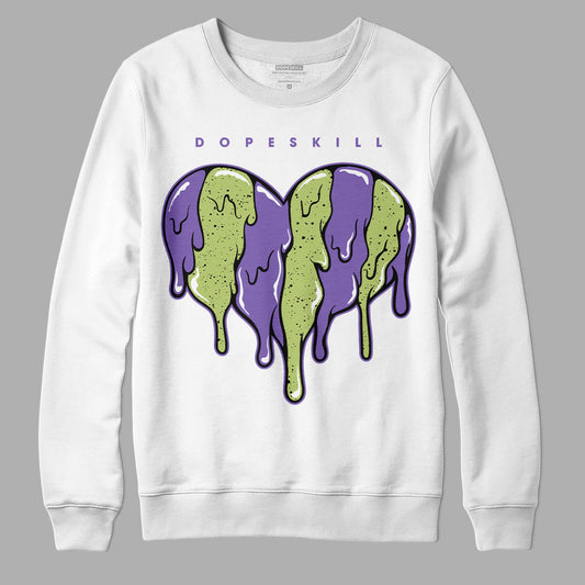 Jordan 4 Canyon Purple DopeSkill Sweatshirt Slime Drip Heart Graphic Streetwear - White 