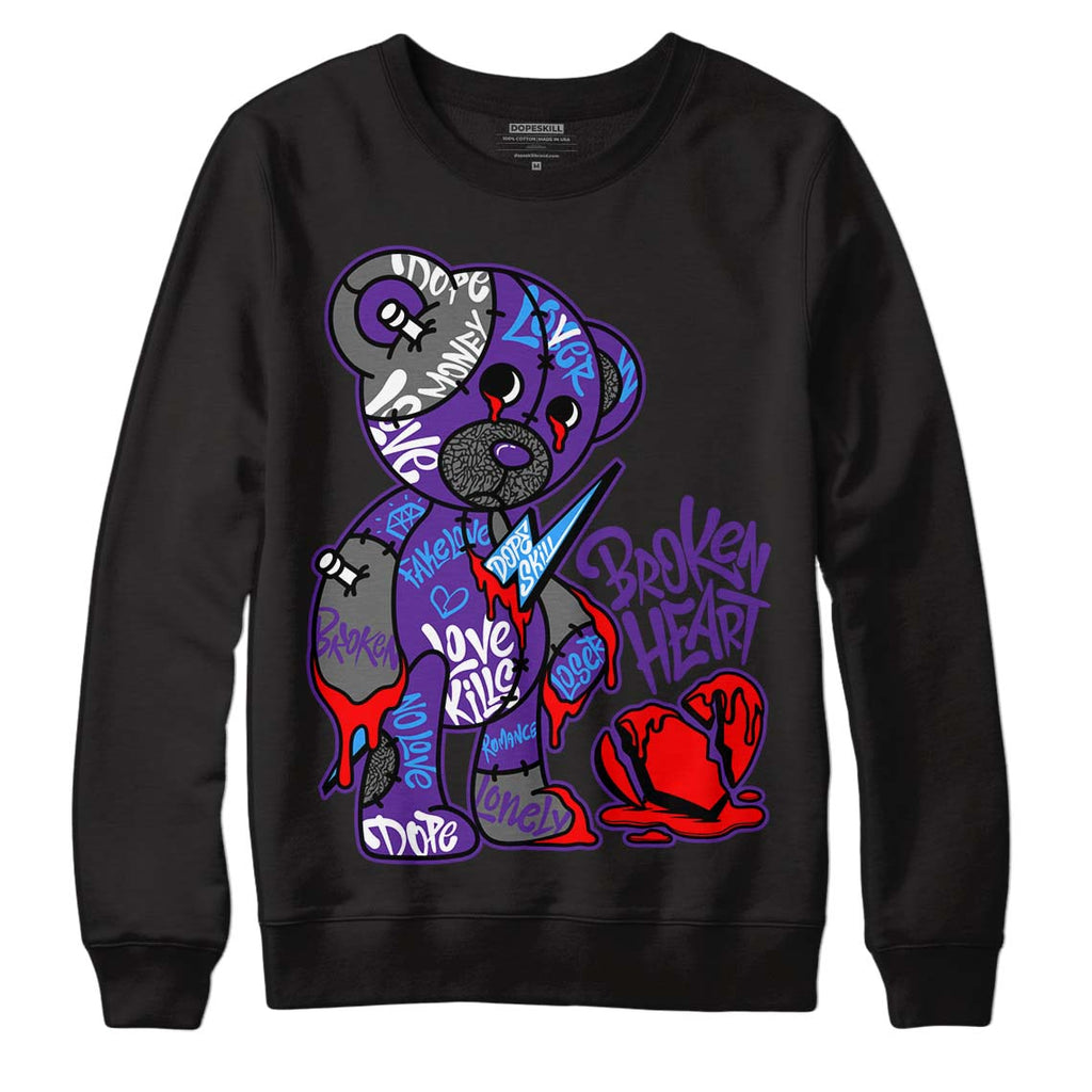 Jordan 3 Dark Iris DopeSkill Sweatshirt Broken Heart Graphic Streetwear - Black