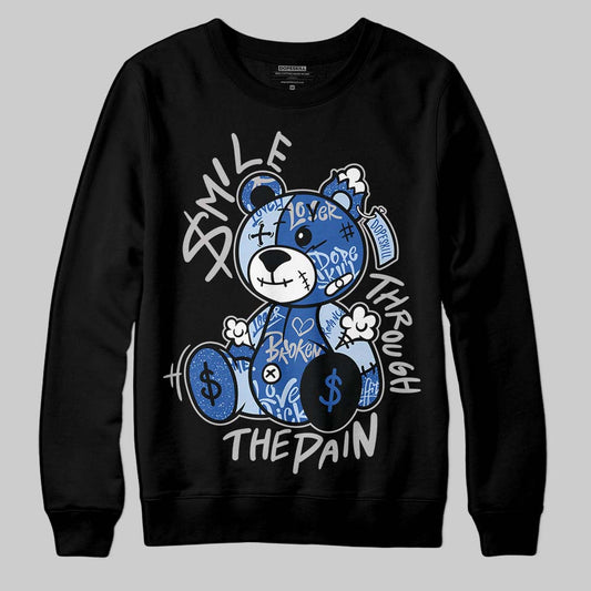 Awake NY x Jordan 5 Retro 'Black Racer Blue' DopeSkill Sweatshirt Smile Through The Pain Graphic Streetwear - Black