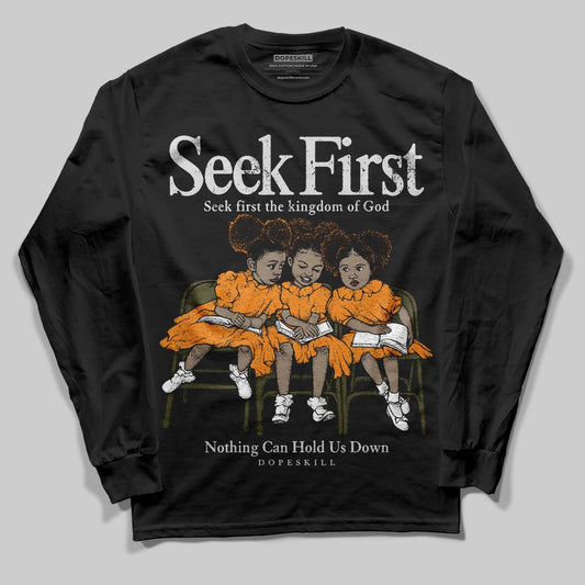 Jordan 5 "Olive" DopeSkill Long Sleeve T-Shirt New Seek First Graphic Streetwear - Black