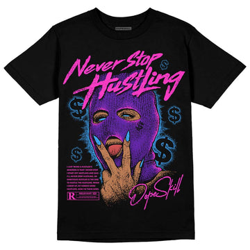 Jordan 13 Court Purple DopeSkill T-Shirt Never Stop Hustling Graphic Streetwear - Black 