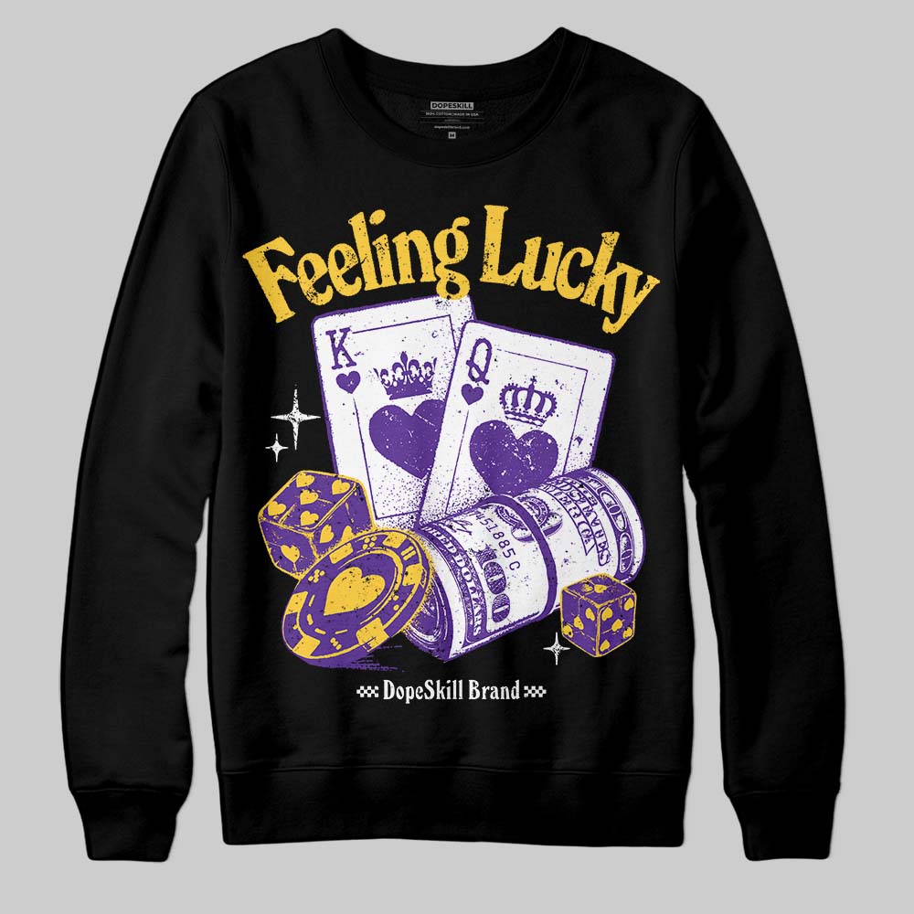 PURPLE Sneakers DopeSkill Sweatshirt Feeling Lucky Graphic Streetwear - Black