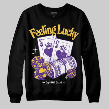 PURPLE Sneakers DopeSkill Sweatshirt Feeling Lucky Graphic Streetwear - Black