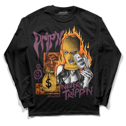 Jordan 1 Retro High OG Brotherhood DopeSkill Long Sleeve T-Shirt Drip'n Never Tripp'n Graphic Streetwear - Black