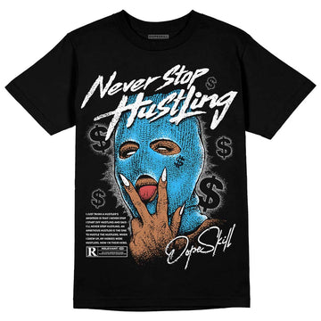 Jordan 2 Low "University Blue" DopeSkill T-Shirt Never Stop Hustling Graphic Streetwear - Black 