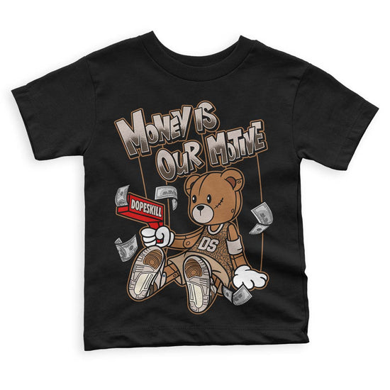 Jordan 3 Retro Palomino DopeSkill Toddler Kids T-shirt Money Is Our Motive Bear Graphic Streetwear - Black