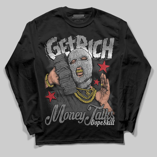 Jordan 4 “Black Cat” (2025) DopeSkill Long Sleeve T-Shirt Get Rich Graphic Streetwear - Black