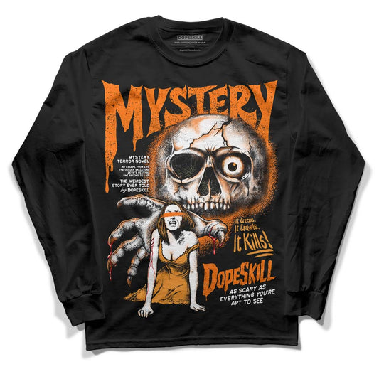 Orange, Black & White Sneakers DopeSkill Long Sleeve T-Shirt Mystery Ghostly Grasp Graphic Streetwear - Black