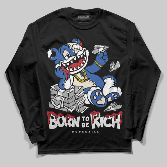 Jordan 1 Low Travis Scott x Fragment DopeSkill Long Sleeve T-Shirt Born To Be Rich Graphic Streetwear - Black