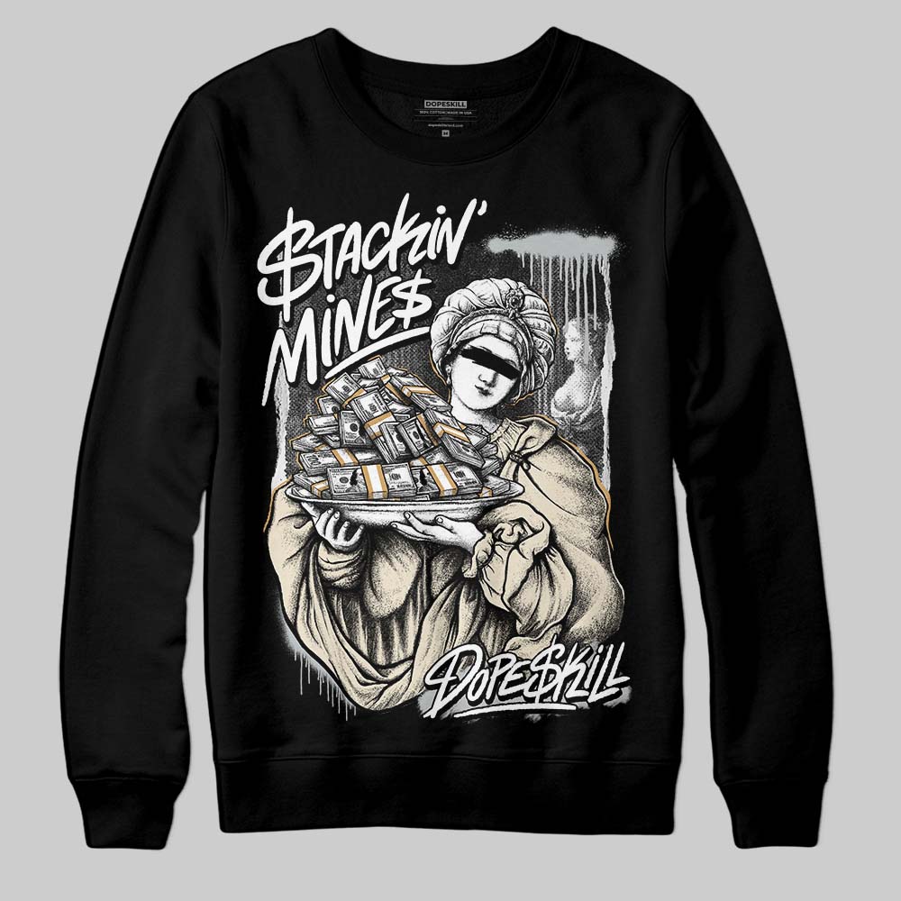 Jordan 5 Retro Reverse Metallic DopeSkill Sweatshirt Stackin Mines Graphic Streetwear - Black