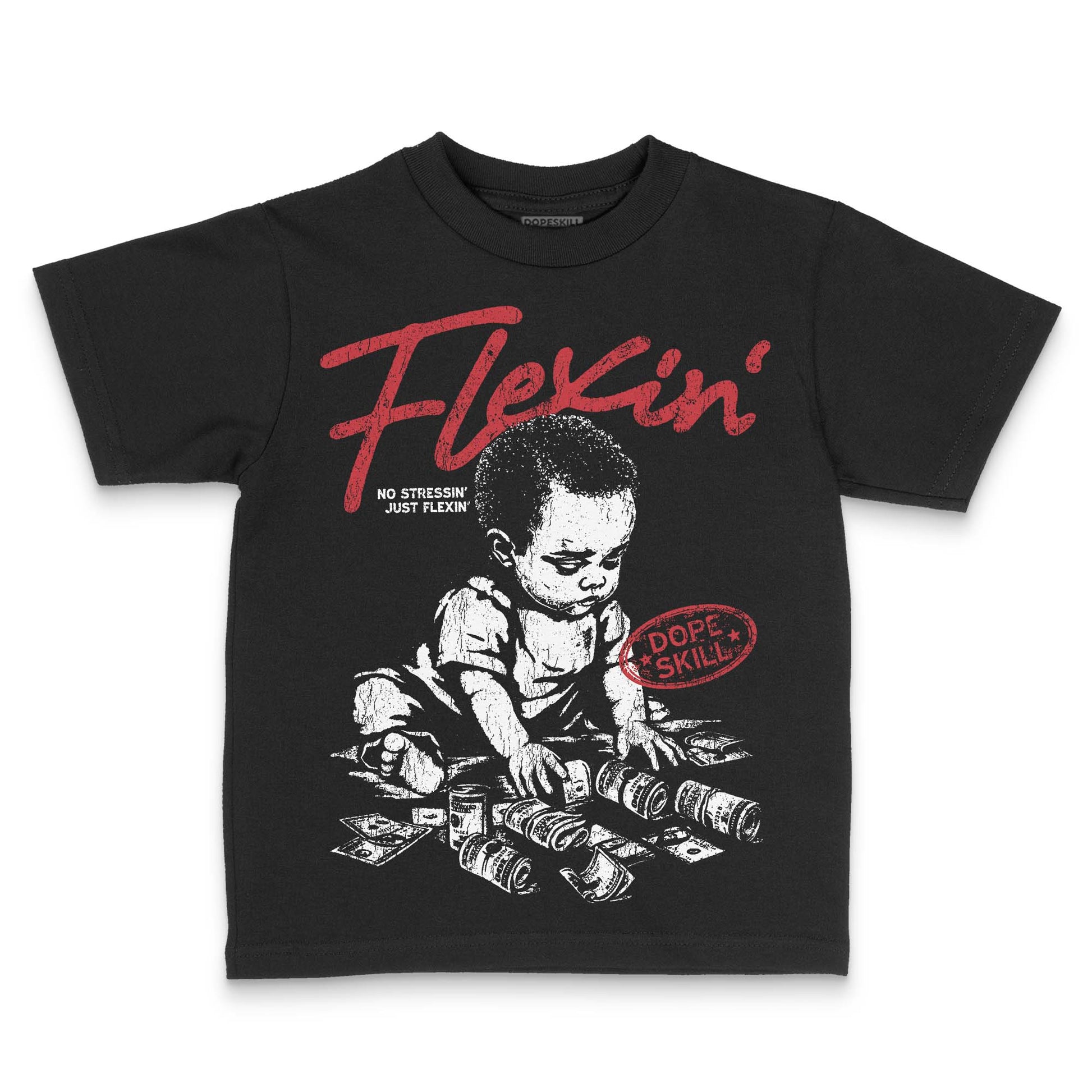 Jordan 1 Low OG "Chicago" DopeSkill Toddler Kids T-shirt Flexin' Graphic Streetwear - Black