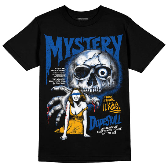 Dunk Blue Jay and University Gold DopeSkill T-Shirt Mystery Ghostly Grasp Graphic Streetwear - Black