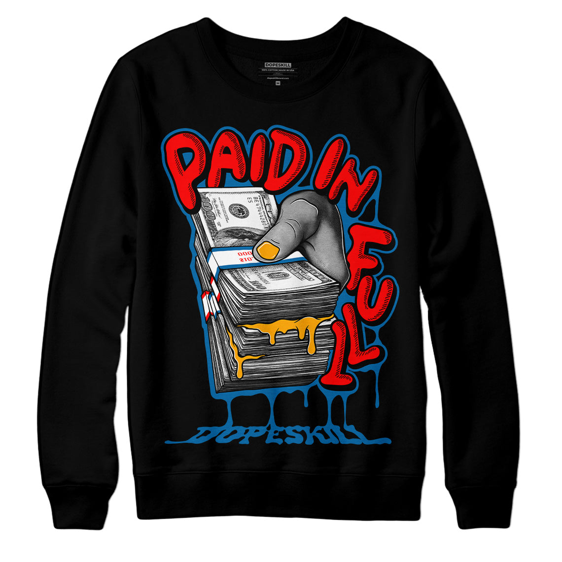 Jordan 4 Retro GS 'Messy Room' DopeSkill Sweatshirt Paid In Full Graphic Streetwear - Black 