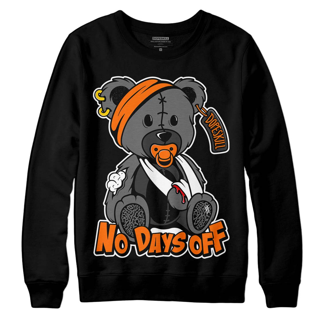 Jordan 3 Retro 'Fear Pack' DopeSkill Sweatshirt Hurt Bear Graphic Streetwear - Black