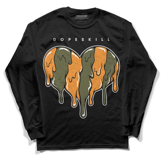 Jordan 5 "Olive" DopeSkill Long Sleeve T-Shirt Slime Drip Heart Graphic Streetwear - Black