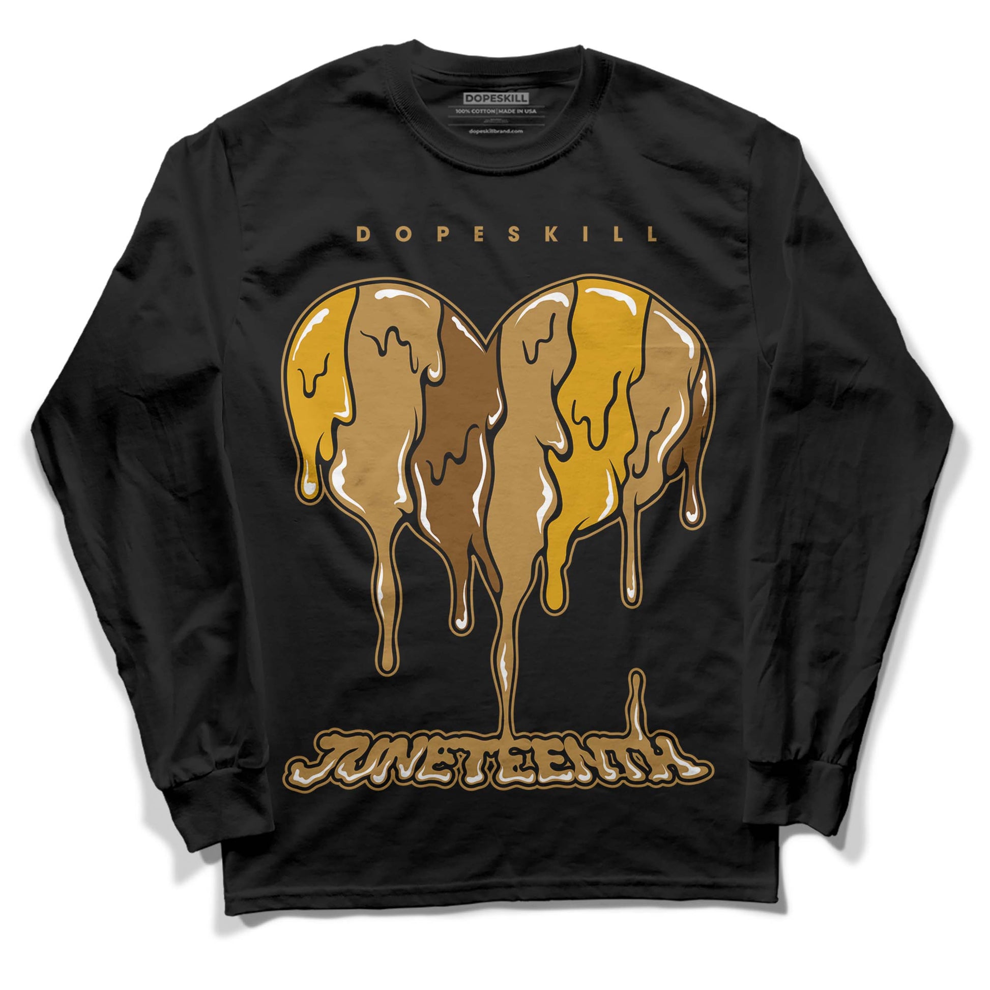 Jordan 13 Wheat 2023 DopeSkill Long Sleeve T-Shirt Juneteenth Heart Graphic Streetwear - Black