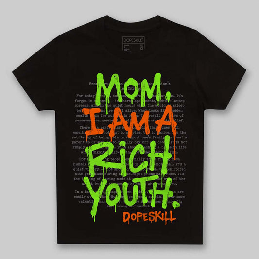 Neon Green Sneakers DopeSkill Toddler Kids T-shirt Mom, I Am A Rich Youth Graphic Streetwear - Black