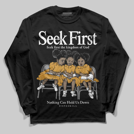 Jordan 11 "Gratitude" DopeSkill Long Sleeve T-Shirt New Seek First Graphic Streetwear - black