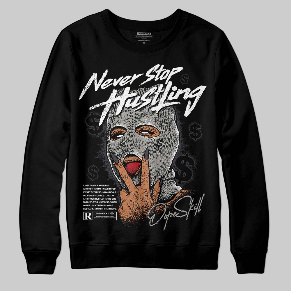 Jordan 3 Retro Black Cat DopeSkill Sweatshirt Never Stop Hustling Graphic Streetwear - Black