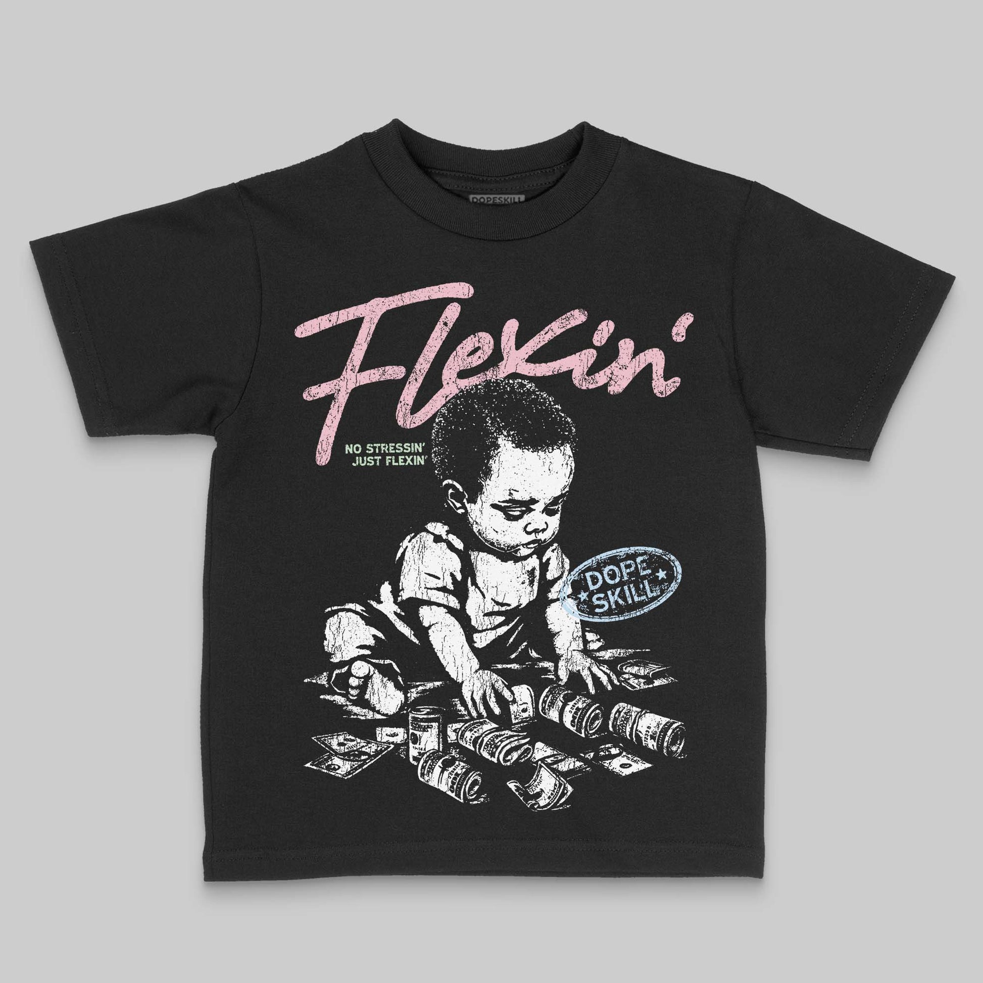 Jordan 4 Retro Valentine's Day (2026) (GS) DopeSkill Toddler Kids T-shirt Flexin' Graphic Streetwear - Black