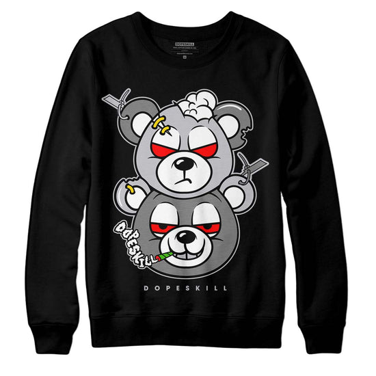 Grey Sneakers DopeSkill Sweatshirt New Double Bear Graphic Streetwear  - Black