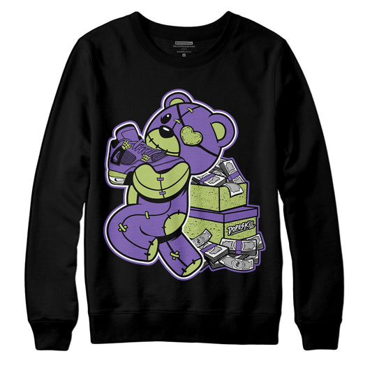Jordan 4 Canyon Purple DopeSkill Sweatshirt Bear Steals Sneaker Graphic Streetwear - Black