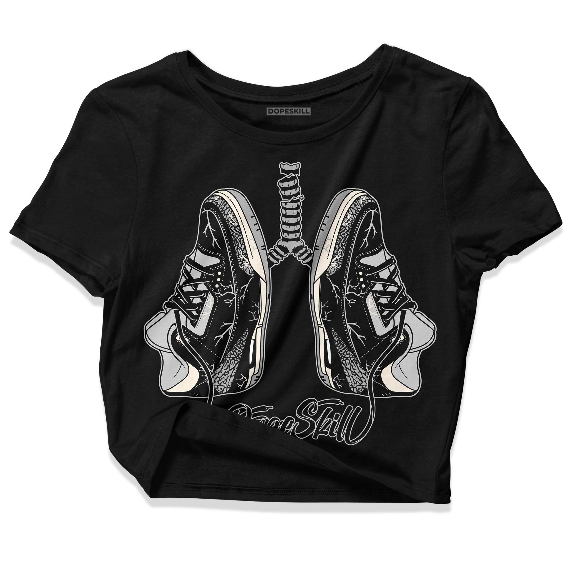 Jordan 3 “Off Noir” DopeSkill Women's Crop Top Breathe Graphic Streetwear - Black