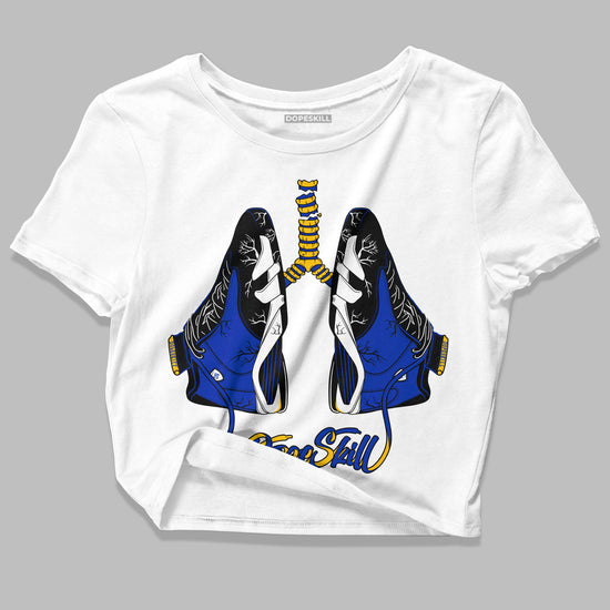 Jordan 14 “Laney” DopeSkill Women's Crop Top Breathe Graphic Streetwear - White 