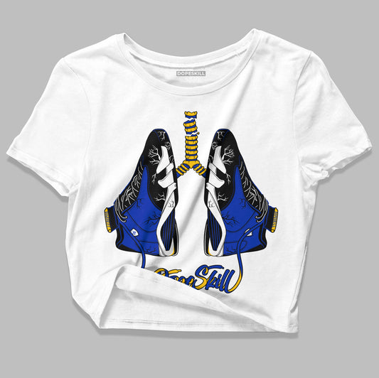 Jordan 14 “Laney” DopeSkill Women's Crop Top Breathe Graphic Streetwear - White 