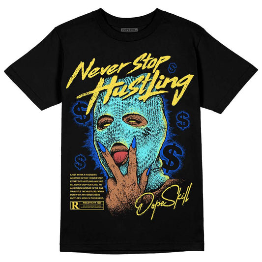 Jordan 5 Aqua DopeSkill T-Shirt Never Stop Hustling Graphic Streetwear - Black