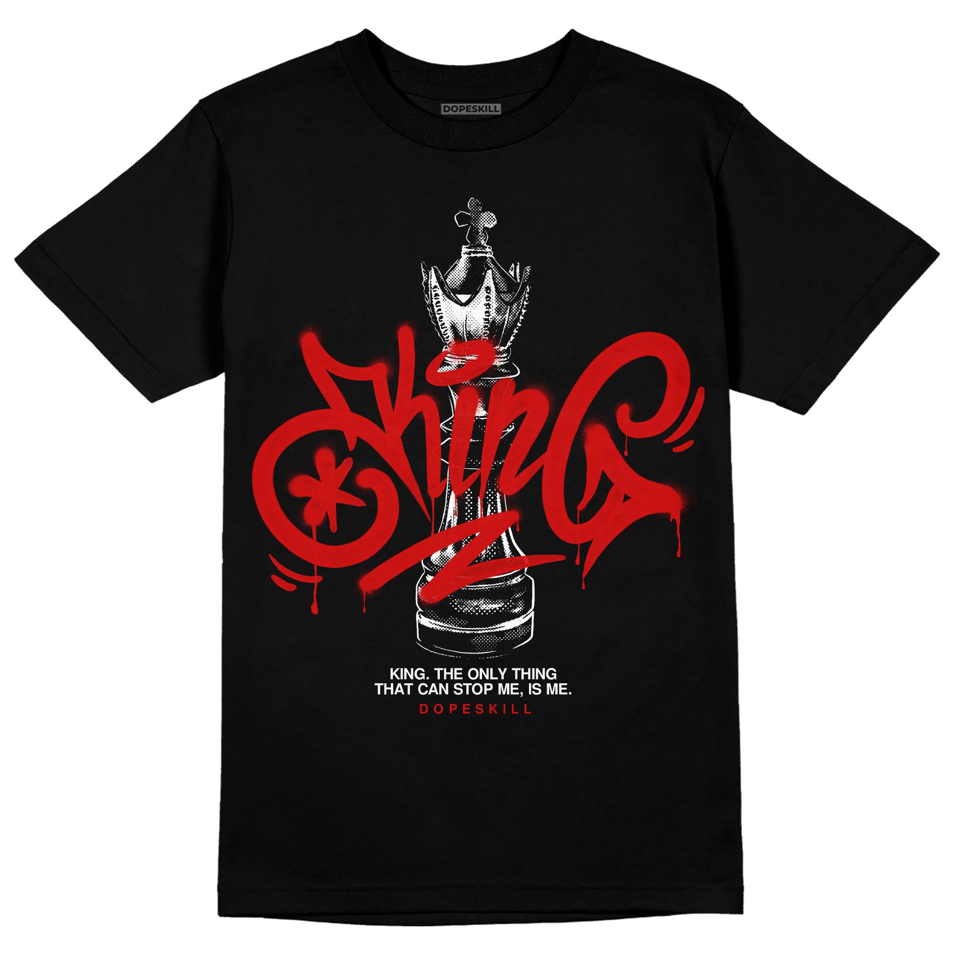 Jordan 1 Retro Low "Black Toe" DopeSkill T-Shirt King Chess Graphic Streetwear - Black 