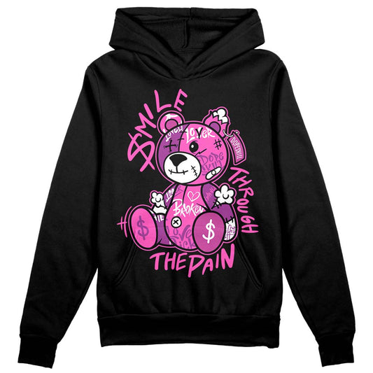 Jordan 4 GS “Hyper Violet” DopeSkill Hoodie Sweatshirt Smile Through The Pain Graphic Streetwear - Black