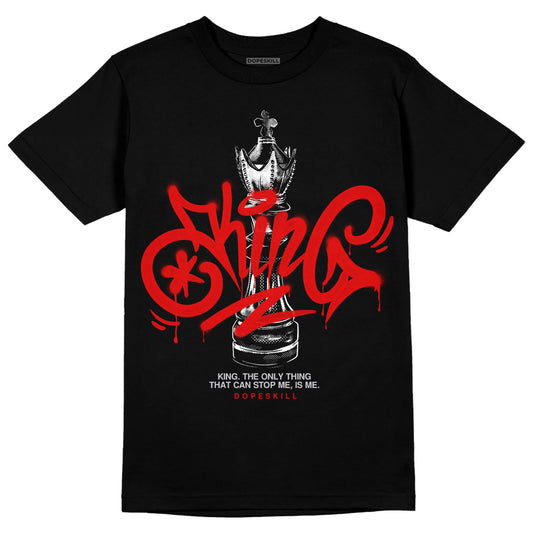 Jordan 4 Retro Red Cement DopeSkill T-Shirt King Chess Graphic Streetwear - Black