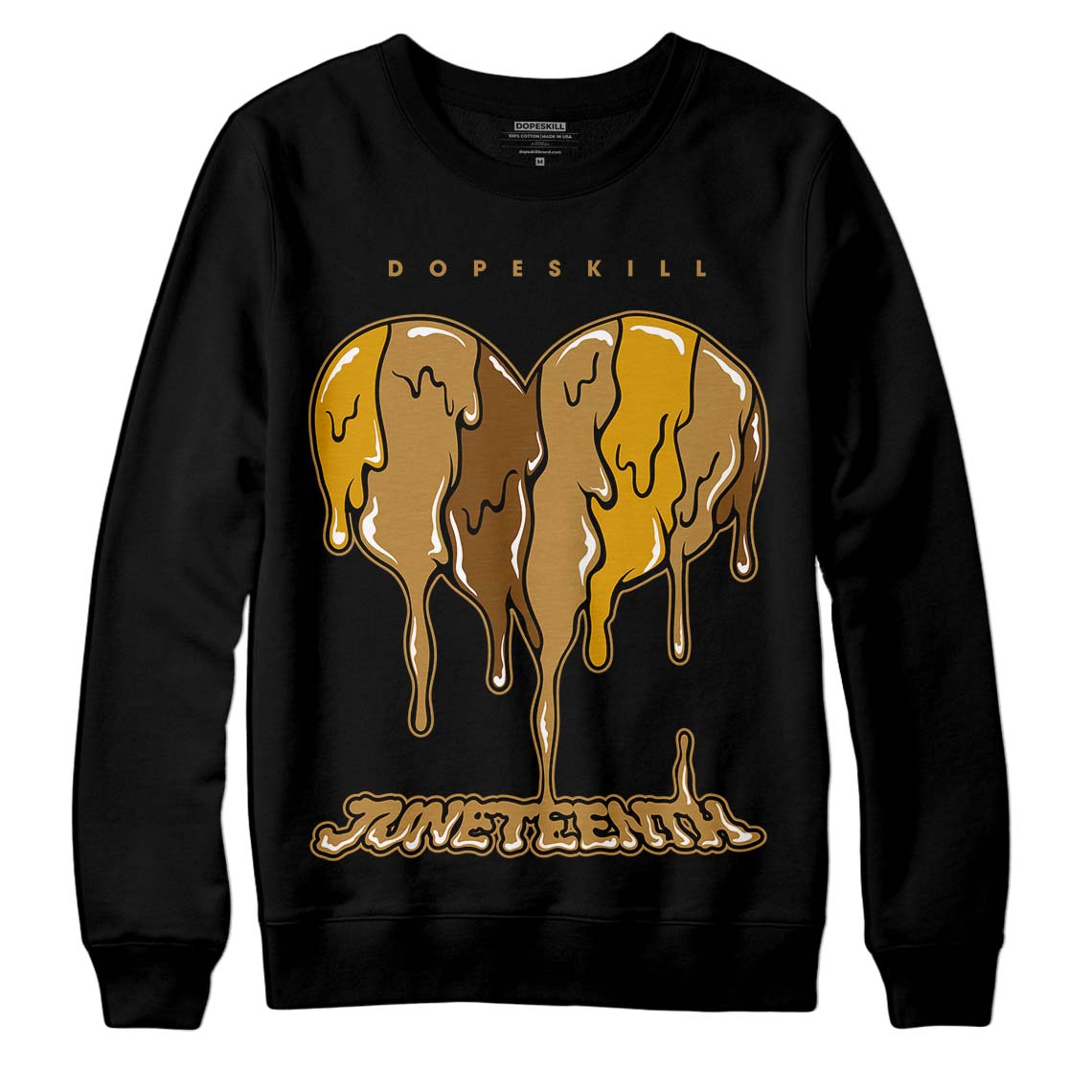 Jordan 13 Wheat 2023 DopeSkill Sweatshirt Juneteenth Heart Graphic Streetwear - Black