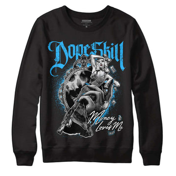 Jordan 2 Low "University Blue" DopeSkill Sweatshirt Money Loves Me Graphic Streetwear - Black