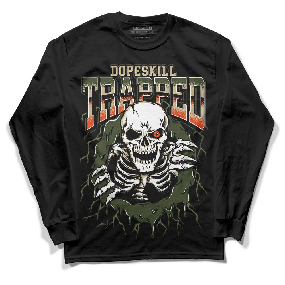 Olive Sneakers DopeSkill Long Sleeve T-Shirt Trapped Halloween Graphic Streetwear - Black