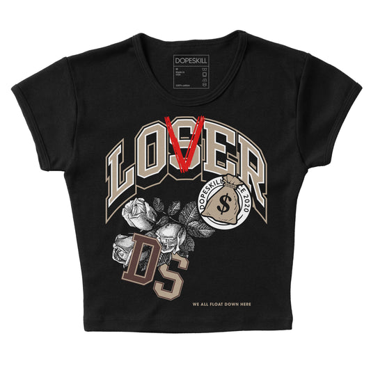 Jordan 1 High OG “Latte” DopeSkill Women's Crop Top Loser Lover Graphic Streetwear - Black