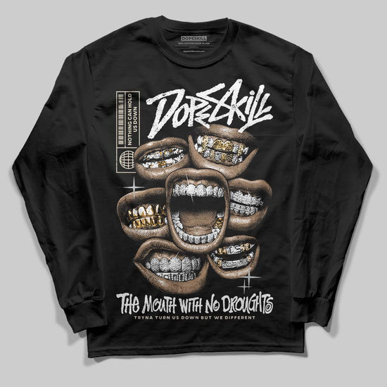 Jordan 5 Retro Reverse Metallic DopeSkill Long Sleeve T-Shirt The Mouth With No Droughts Graphic Streetwear - Black