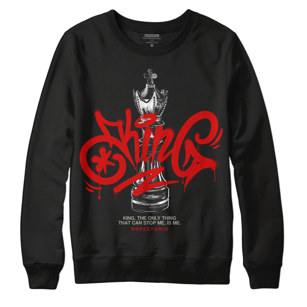 Jordan 3 Fire Red DopeSkill Sweatshirt King Chess Graphic Streetwear - Black