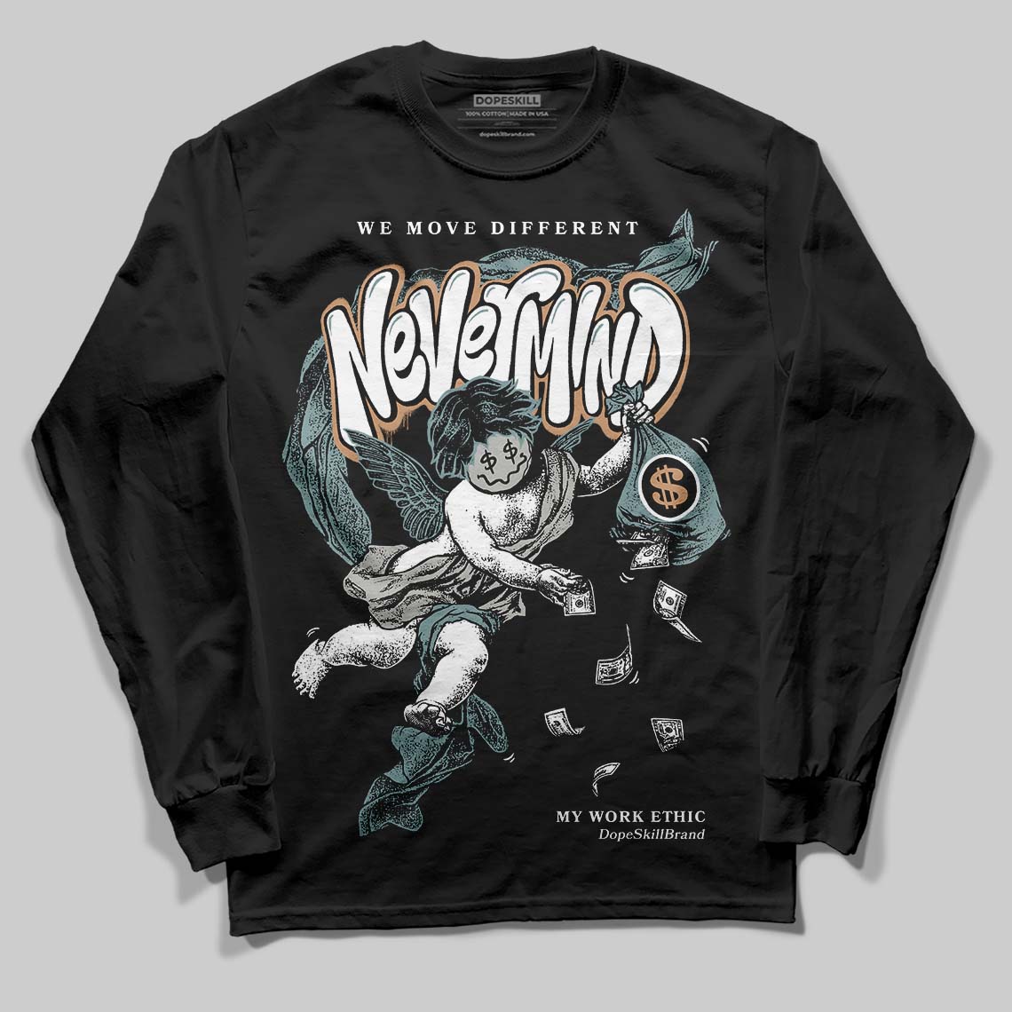 Nike Air Max 1 Low Poly “Adventure” DopeSkill Long Sleeve T-Shirt Nevermind Graphic Streetwear - Black