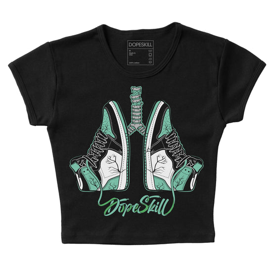 Jordan 1 High OG Green Glow DopeSkill Women's Crop Top Breathe Graphic Streetwear - Black