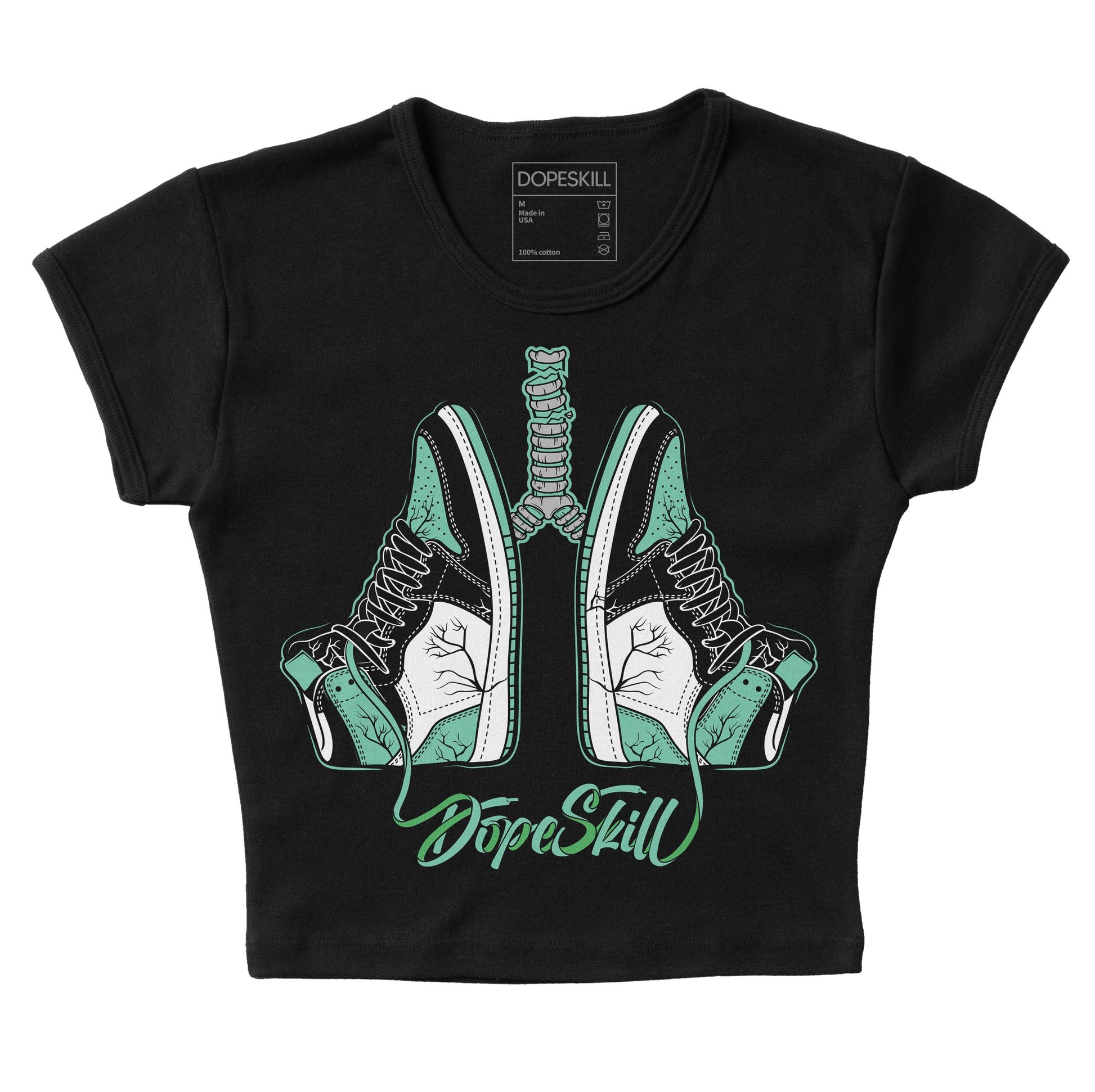 Jordan 1 High OG Green Glow DopeSkill Women's Crop Top Breathe Graphic Streetwear - Black